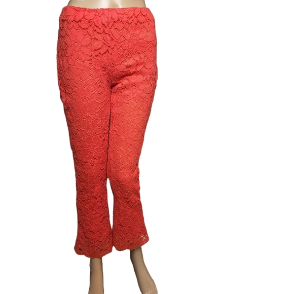 NWOT FREE PEOPLE WILD LACES PULL ON CROP FLARE PANTS IN AUDACIOUS RED - Picture 11 of 16
